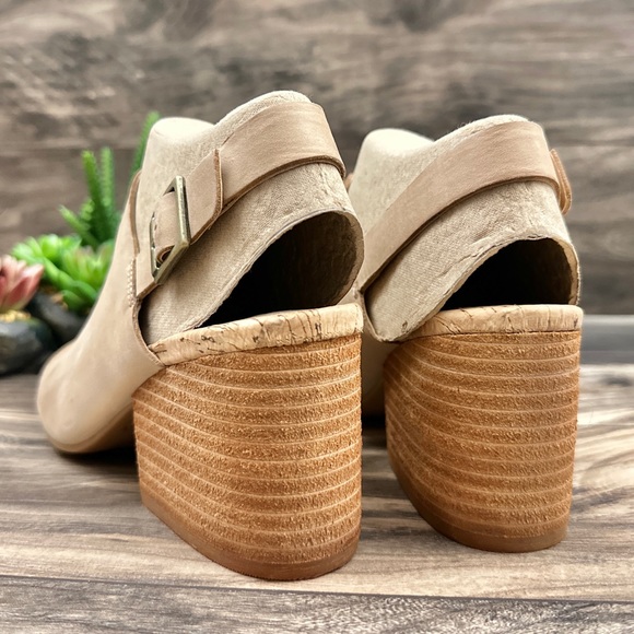 NIB Korks Kork Ease Rayleigh Slingback Block Heel Clogs Mules Cream Leather - Picture 10 of 16